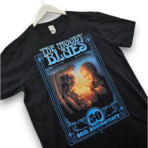 The Moody Blues T Shirt Mens L Black 50th Anniversary Cotton Graphic Rock Tee